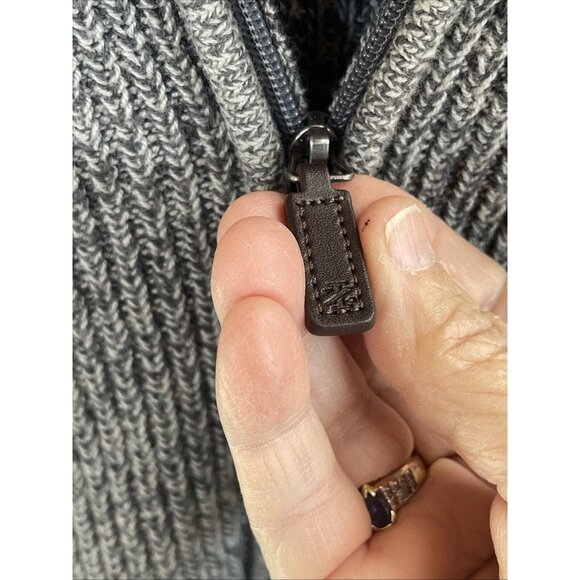 Izod Cardigan Men's Large Gray Knit Cotton Blend Long‎ Sleeve Full Zip Sweater - Picture 7 of 14